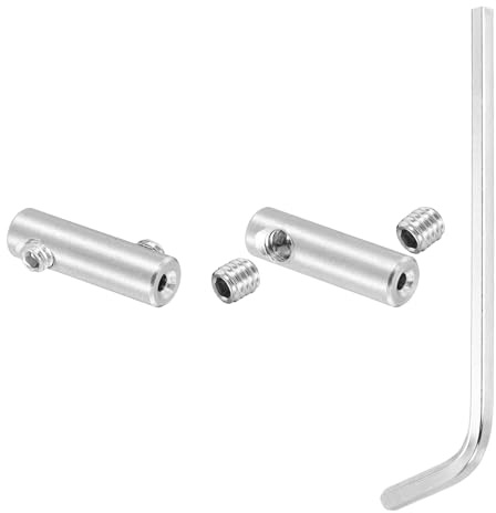 PATIKIL 1,5 mm hål vajer klämmor set, 2 st 304 rostfritt stål dubbla hål lås kabel klämmor klämma med M4 sexkantsnyckel för vajermontering, silver
