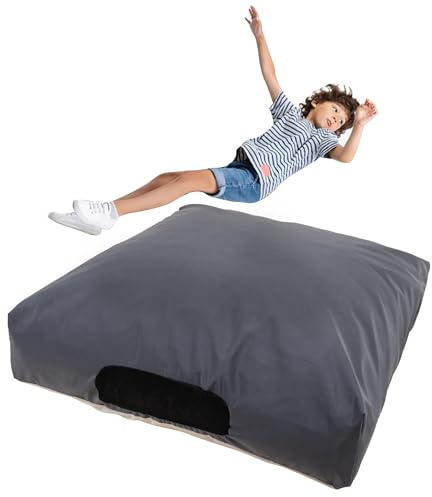 Matini Sensory Crash Pad for Kids & Adult – Crash Mat with Foam Blocks, Waterproof Cover, Non Slip Bottom, Soft Fabric Sensory Pads, Landing Mat for Jumping, Relaxing & Play - 36 x 36 (Dark Grey)