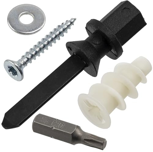 AERZETIX – Fästkit för gipsskivor: 10 dubbar Ø13x25 mm med monteringsverktyg + 10 träskruvar Ø4x30 mm + 10 breda M4-brickor + 1 skruvbit T20 (1/4x25 mm)