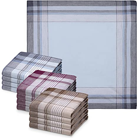 JEMIDI Stofftaschentücher Herren und Damen Baumwolle 12er Pack Stoff Taschentücher 100% Baumwolle Herrentaschentücher Stofftaschentuch in unterschiedlichen Designs, Design 11, 40cm x 40cm