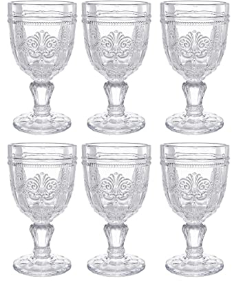 BUTLERS Weingläser 6er Set 230ml Vintage Kelchgläser -VICTORIAN- Wassergläser mit Fuß | Retro Gläser mit Prägung & spülmaschinenfest | für Rotwein, Wasser, Cocktails