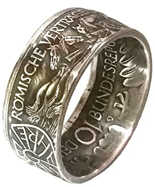 Münzring 10 Mark 1987 Römische Verträge Silber 625er Größe 56 bis 72