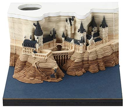 3D Magical Wizard Castle Note Pads with Light, Omoshiroi Note Block, Tear-Away Notepad, Memo Pad, Office Desk Décor