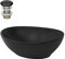 ML-Design Lavabo da Appoggio 41x33,5x14,5 cm in Ceramica Nera Opaca Lavello Ovale Lavandino Design Moderno con Set di Scarico Senza Troppopieno Lavamani Vaschetta Elegante da Bagno