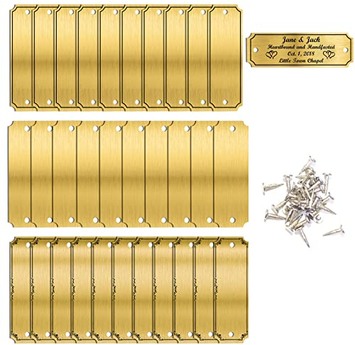 30pcs Gebürstetes Messingschild, Namensschild aus Messing für Laser Gravur Briefkasten Briefkastenschild personalisiert Willkommensschild Türschild, 7.6 * 2.5cm