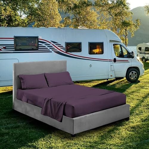 Wohnmobil-Etagen-Bettlaken-Set – 182,9 x 203,2 cm Camper RV King Size – Kinderbett RV Etagenbett & LKW-Schlafer – 4-teiliges Bettlaken-Set, perfekt passend für Wohnmobil, LKW-Schlafer und