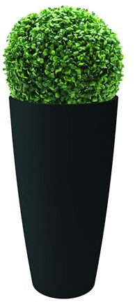 NICOLI Jarrón alto Style 36 x 70 cm de altura interior exterior, maceta extraíble, con boj artificial, 40 cm incluido (36 x 70 h cm con boj artificial, antracita)