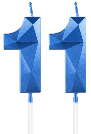 Royal Blue 11th Birthday Candles, 3D Number 11 Candle for Cake, Boy Girl 11th Birthday Decorations,Sapphire Candle Topper Blue Cake Decorations for Birthday Party Wedding Anniversary Supplies