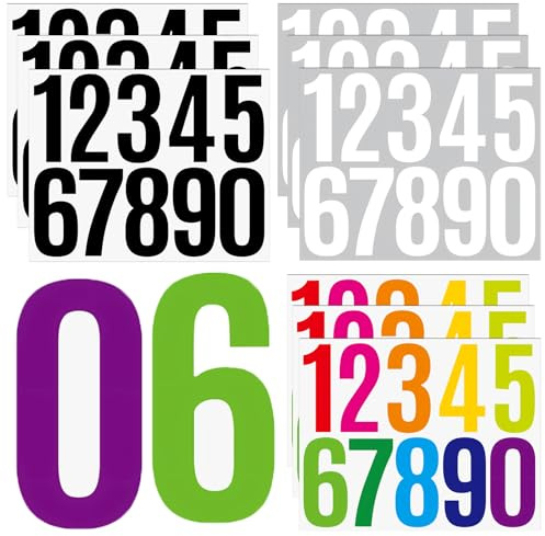 9 Fogli Adesivi Numeri Impermeabili, 7,6 cm Adesivo di Numeri, Lettere Adesive Grandi, 1-9 Autoadesiva Numero di Indirizzo Civico, per Finestra, Cassetta Postale, Numero Civico (Colori Misti)