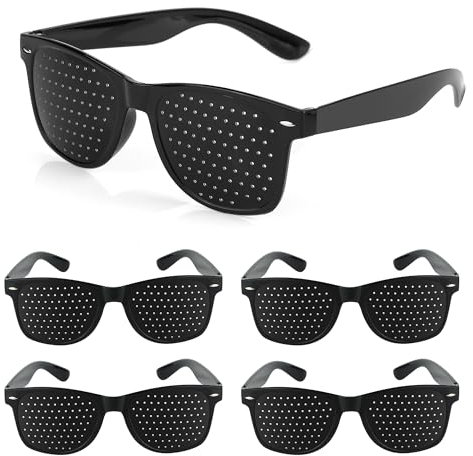 YiliYa 5 Stück Augentrainer Lochbrille, Rasterbrille für Augentraining, Schwarze Rasterbrille Pinhole Glasses, Rasterbrille Schwarz, Gitterbrille Mit Faltbaren Zum Augenentspannungstraining