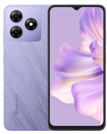 Blackview Wave 8C 4G Smartphone Débloqué, 6,56'' HD+, 6Go+64Go(2TB Externe), Caméra 13MP+8MP, 3 Emplacements pour Cartes, Android 14 Téléphone Portable Dual SIM, Haut-Parleur Smart-K Box, GPS Violet