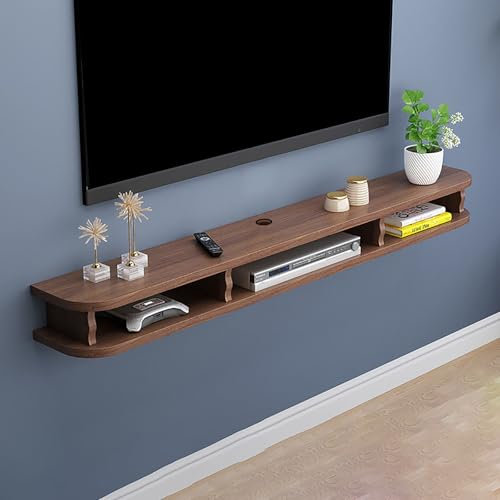 Soporte flotante para TV con cajones de almacenamiento y gestión de cables para TV de 30 y 65 pulgadas, moderna mesa consola de medios montada en la pared para sala de estar (nogal)
