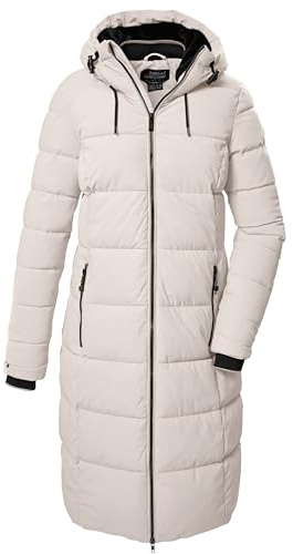 killtec Damen Steppmantel/Funktionsmantel in Daunenoptik mit Kapuze KOW 56 WMN QLTD CT, weißer Sand, 36, 41810-000
