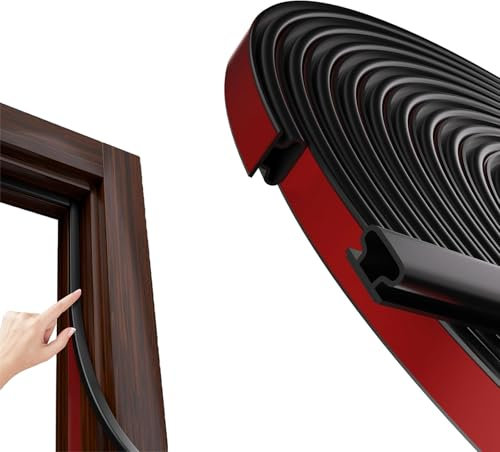 Pilyero Guarnizione Porta Blindata, Guarnizioni Finestre, Guarnizioni in Gomma, Antivento e fonoisolante, Nastro Sigillante a Forma di D (12m, nero)