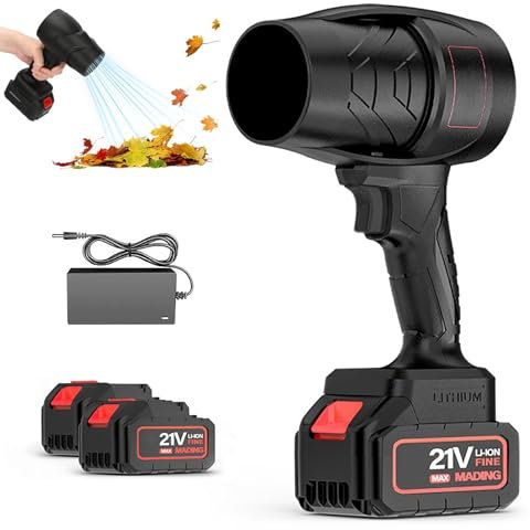 Soffiatore Turbo Jet da 130.000 Giri/Min con Velocità Continua, Soffiatore Elettrico Portatile Senza Fili, Asciugatore per Auto con 2 Batterie e Carica, per Prato, Patio, Polvere, Neve