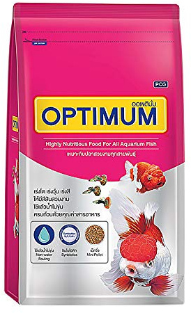 Optimum Fish Food Highly Nutritious Color Enhancing for Goldfish & All Aquarium Tropical Fish Mini Floating Pellets Grow Fast Healthy 200 Gram, Clean Water Formula Fish Feed