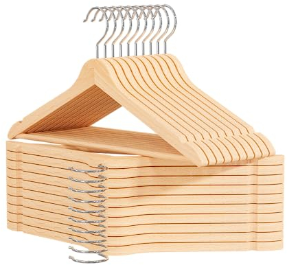 OGIVO Kleiderbügel Holz – 20er Set Holzbügel für Ihre Garderobe – 360° drehbarer Haken – Einkerbungen an den Schultern – Hangers (Natur)