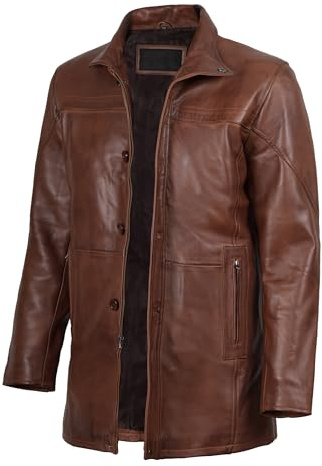 Decrum Brown Casual Vintage Leather Jacket Men - Leather Trench Coat Mens | [1507015] Bristol Brown, XL