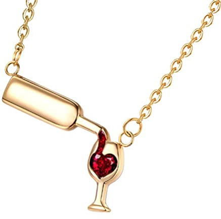 PAURO Vinflaska ölmugg i rostfritt stål för kvinnor, Y-format halsband, roséguld/guld/silver, 1,5 cm x 2,5 cm, Metall