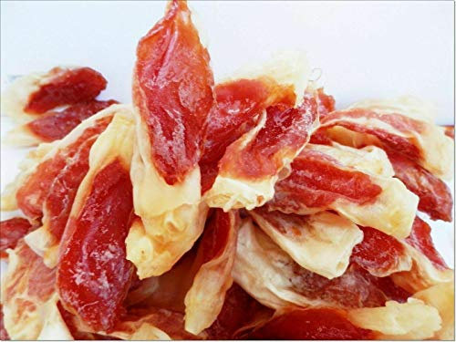 DriedDogTreats Soft Dog Training Treats Rabbit Ears Wrapped in Chicken 500g