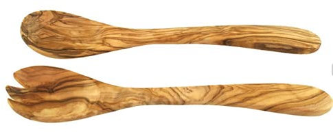 D.O.M. Salatbesteck aus Olivenholz in 21 cm, 30 cm oder 36 cm Länge- Gravur möglich (Gross - ca. 36 cm - Mit Gravur bis 30 Buchstaben)