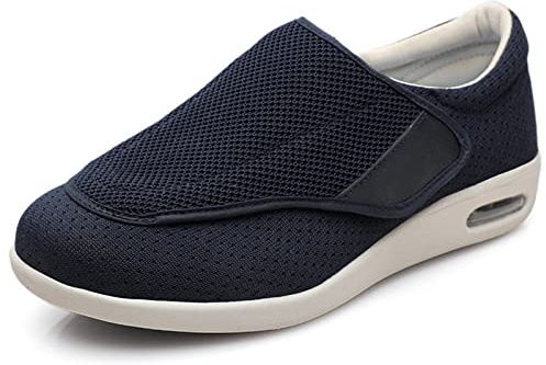 STUNAHOME Extra Wide Width Shoes Women Men Orthopedic Diabetic Shoes with Memory Foam Adjustable Walking Shoes for Elderly Arthritis Edema Swollen Feet Thumb Valgus Dark Blue