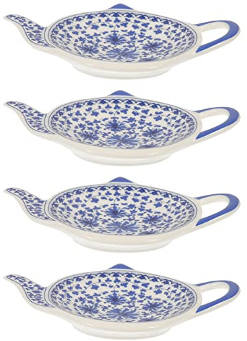 4 Pièces en Céramique Sachet De Thé Plat Sachet De Thé Soucoupe Soucoupe Plat D'assaisonnement pour La Maison Cuisine De Pendaison De Crémaillère (Bleu)