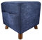 GILDE Polsterhocker im Cord Design blau - Sitzwürfel Hocker mit Holzfüßen - 2 seitliche Taschen für Zeitung Fernbedienung - quadratisch 40 x 40 cm - Höhe 40 cm