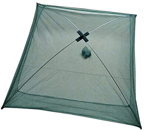 Gcroet Fishing Net Fishing Bait Trap Foldable Crab Minnow Trap Shrimp Mesh Cast Net for Shrimp Lobster Green 23.6x23.6 Inch.
