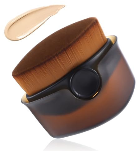 Foundation Pinsel, Make Up Kabuki Pinsel Flat Top Gesicht Bürste Blush Liquid Pinsel mit Aufbewahrungsbox Flüssigkeit,Isolationsflüssigkeit,Concealer,Creme (Schwarz)
