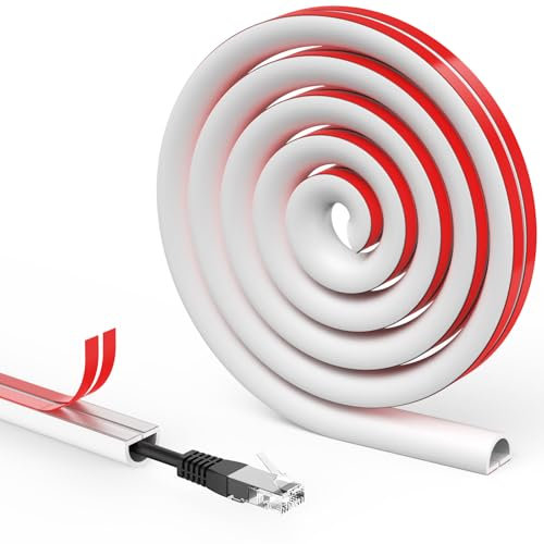 Flintronic Mini Canaletas Adhesivas de PVC para Cables, 1 M Canaleta Cables Pared Adhesivo, Tapa Cables Pared, 15mm (Ancho) x 10mm (Alto), Solución para Organizar, Proteger Y Cubrir Cables, Blanco