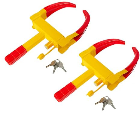 TINMAGI 2 Stück Radkralle, Parkkralle Wegfahrsperre mit Sicherheitsschloss und 6 Schlüsseln, Universal Verstellbar Radschloss Diebstahlsicherung für Autos, Anhänger, Wohnwagen, Wohnmobil