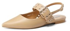 QUEEN HELENA Ballerine con Fibbia Scarpe Basse con Cinturino Casual Donna ZM9971 (Nude, Sistema Taglie Calzature EU, Adulto, Donna, Numero, Media, 36)