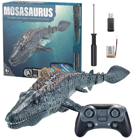 Juguete del Mosasaurio De Agua,Juguetes para Niños para El Agua - Simulación De Control Remoto Juguete Acuático Mosasaurus Mosasaurus con Luz Y Salpicaduras De Agua para El Lago De La