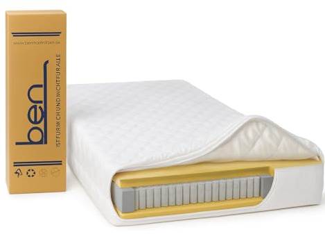 Matratze 90x200 cm - Wendematratze H3/H4, 23 cm Höhe, 7-Zonen Taschenfederkern, ergonomisch, atmungsaktiv und mit waschbarem Bezug