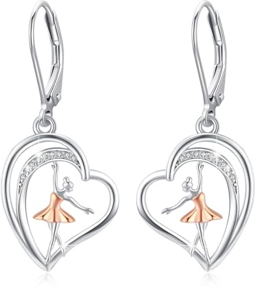 REDSUN S925 - Orecchini a forma di cuore, in argento Sterling 925, con ciondolo a forma di goccia, per ballerina, ragazza, fidanzata, mamma, compleanno