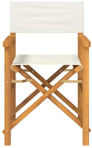 HFMDRMU Sedia da regista pieghevole in legno di teak massiccio, color crema, ideale per giardino, terrazza, soggiorno o campeggio