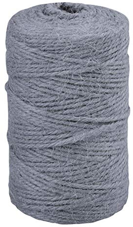 jijAcraft Cordel Yute Cuerda de Yute Gris de 100M para Decoración, Manualidades, Bricolaje, Envoltura de Regalos, Jardinería (2mm)