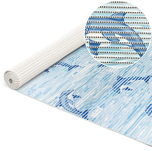 ANRO Weichschaummatte Badematte Bad Dusche WC Vorleger Teppich Antirutsch Badläufer Delfine Blau Maritim 100x130cm