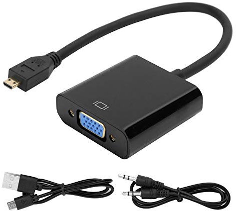 Tbest Adaptador Mi a VGA, Raserry Pi Mini a VGA, Adaptador Convertidor de Video Micro HDMI a VGA 1080P para Raserry Pi 4B con Función de Fuente de Alimentación Micro HDMI a VGA