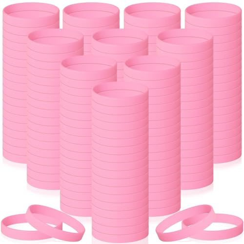 240 st rosa gummi silikonarmband, tomma armband gåvor för vuxna barn sportlag fest (rosa)