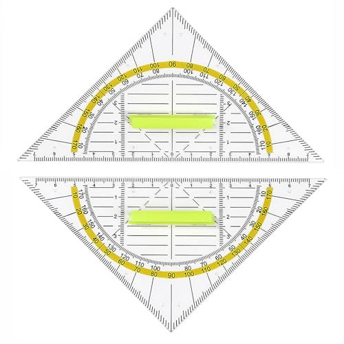YPYMOD 2 Stück Geodreieck mit Griff 16 cm, Flexibel Geo Kreisschablone, Geeignet für Den Einsatz im Schulbüro