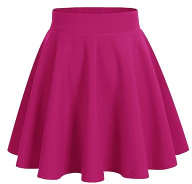HomRain Gonna longuette da donna, linea ad A, gonna a skater, elastica e fluida, gonna a vita alta, Fucsia, S