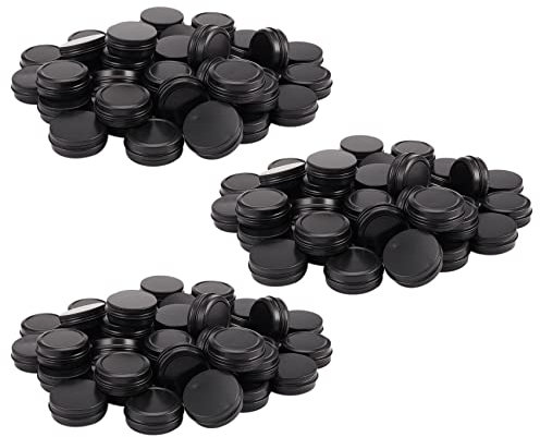 SAROAD Boîte en tôle d'aluminium – 120 paquets de 1 oz / 30 g Boîte ronde en métal avec écrou de raccordement Peut contenir des échantillons cosmétiques