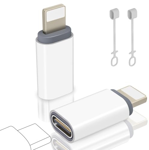 layajia Adattatore USB C a Lightning, Adattatore Lightning USB C per iPhone 14/13/12/11/iPad/Airpods, Supporta la Ricarica/Sincronia dei Dati, Non per Cuffie/Audio/OTG, Anti-Perso, 2 Pezzi, Bianco