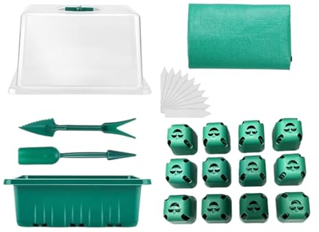 Ciotole germinali per piante – ciotole per germinazione delle piante con cappe umidificate e piastre di base – Serra per piante – Set per trapiantare e preparare aiuole