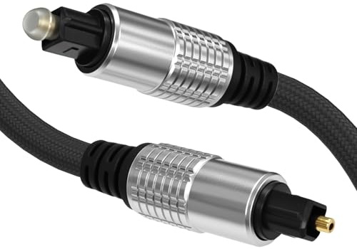 Cyberguys! Optical Audio Cable, Digital Optical Cable with Toslink Connectors, Braided Digital Audio Cables for Soundbar, TV, Receiver, Speaker, Xbox, PS5, Blu-Ray – Gold-Plated, 3.3ft