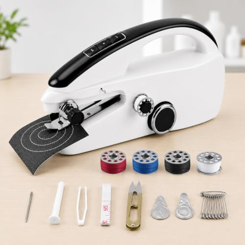 CINAMON Handheld Sewing Machine, Mini Sewing Machine for Beginners, Electric Portable Sewing Machine with Sewing Kit, Easy to Use, Ideal for Quick Home Clothing Repair, Home, Travel, DIY Crafts