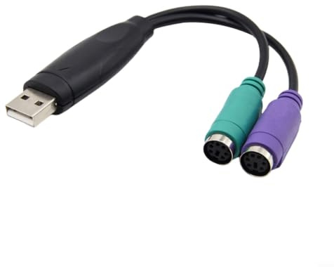 USB till Ps/2 adapter omvandlare för tangentbord och mus med chip brytare stöd kvm skanning 15 cm kabel svart