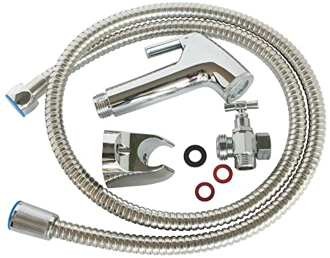 SOMATHERM FOR YOU, douchette WC : robinet 3 voies laiton chromé, douchette ABS, flexible 1,2m, support mural et fixation Installation facile pour un confort optimal